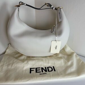 FENDI Fendigraphy Small Hobo Bag White